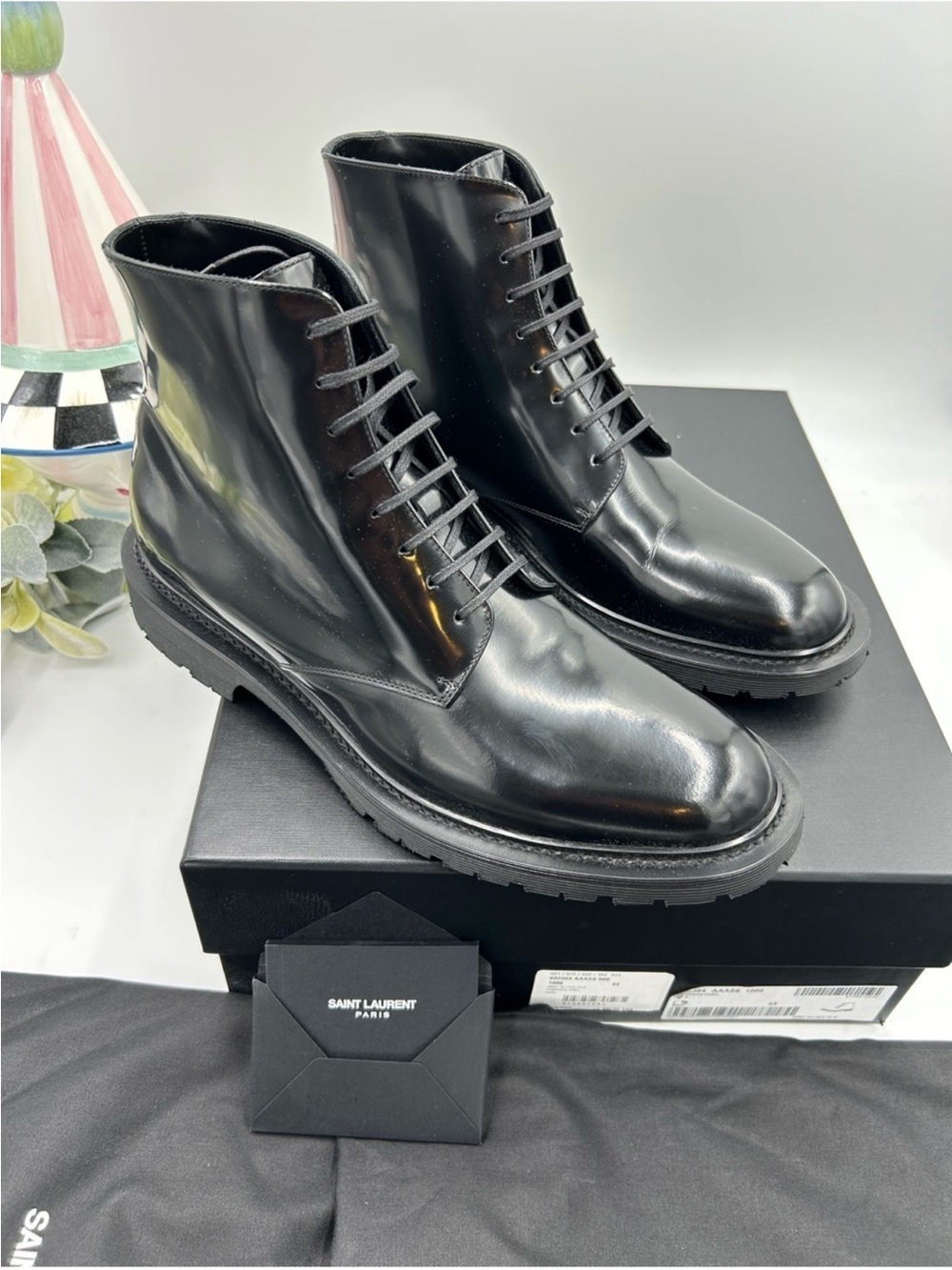 Men’s Saint Laurent combat boots size 43 made in Italy NWT - Picture 3 of 13